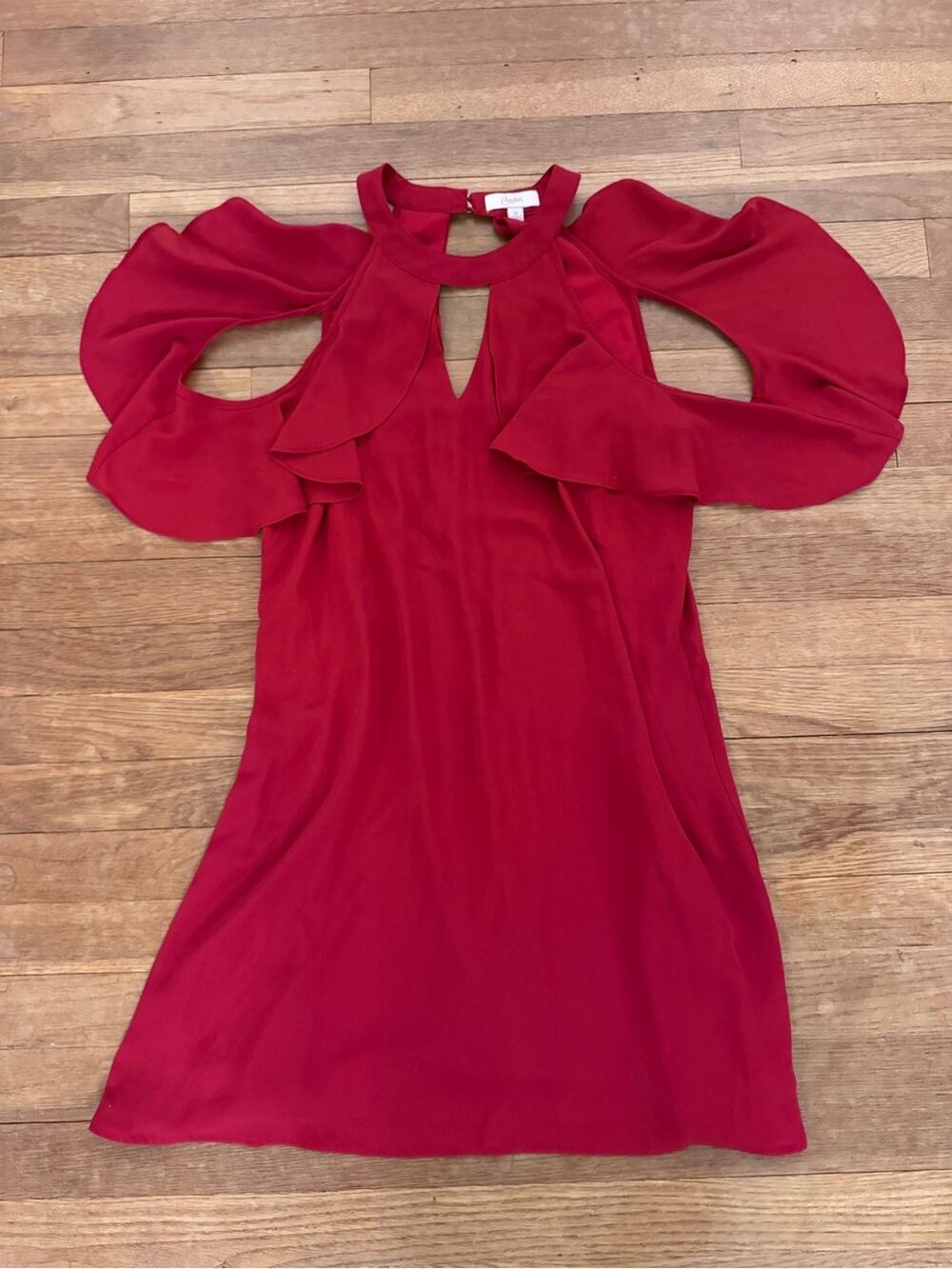 Candie's Women's Red Mini Dress Tunic Blouse Cold Shoulder - Size M
b9